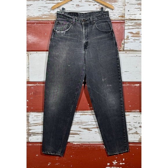 USA Vintage Levi's 560 Jeans Black Wash Distressed Denim Womens‎ Size 31x31.5 - Picture 2 of 9